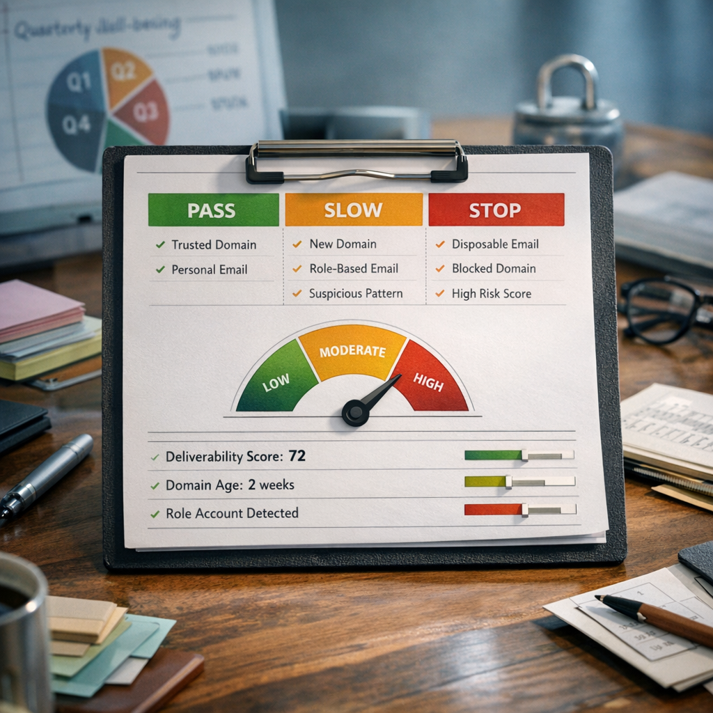 Which delivery-risk signals should slow a sign-up journey, and which should not
