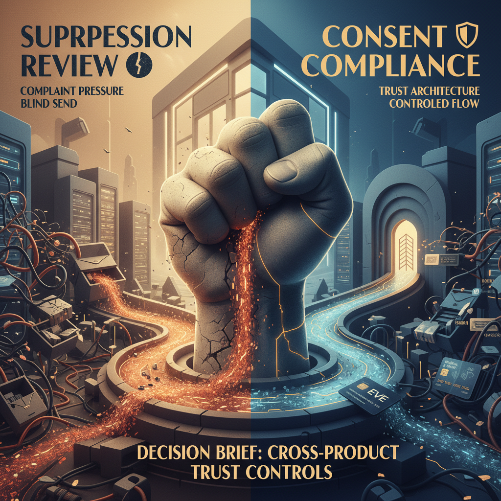 Consent, suppression and payout messages: a decision brief for cross-product trust controls