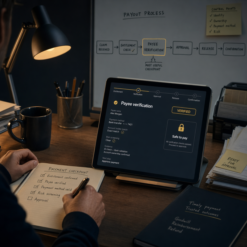 Payee verification checkpoints that prevent safe payments from stalling
