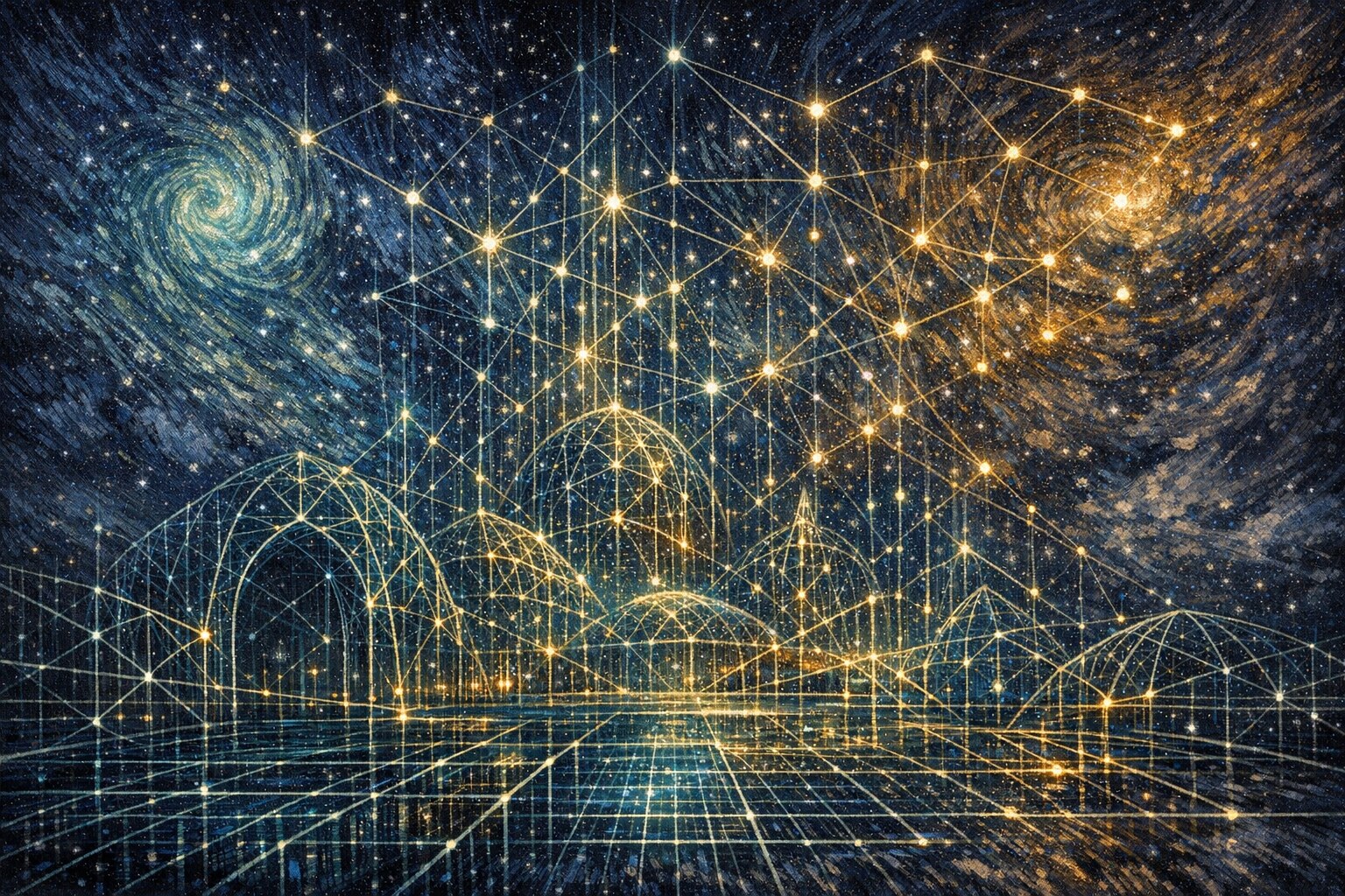 Kosmos architecture field Abstract architectural field with luminous lines