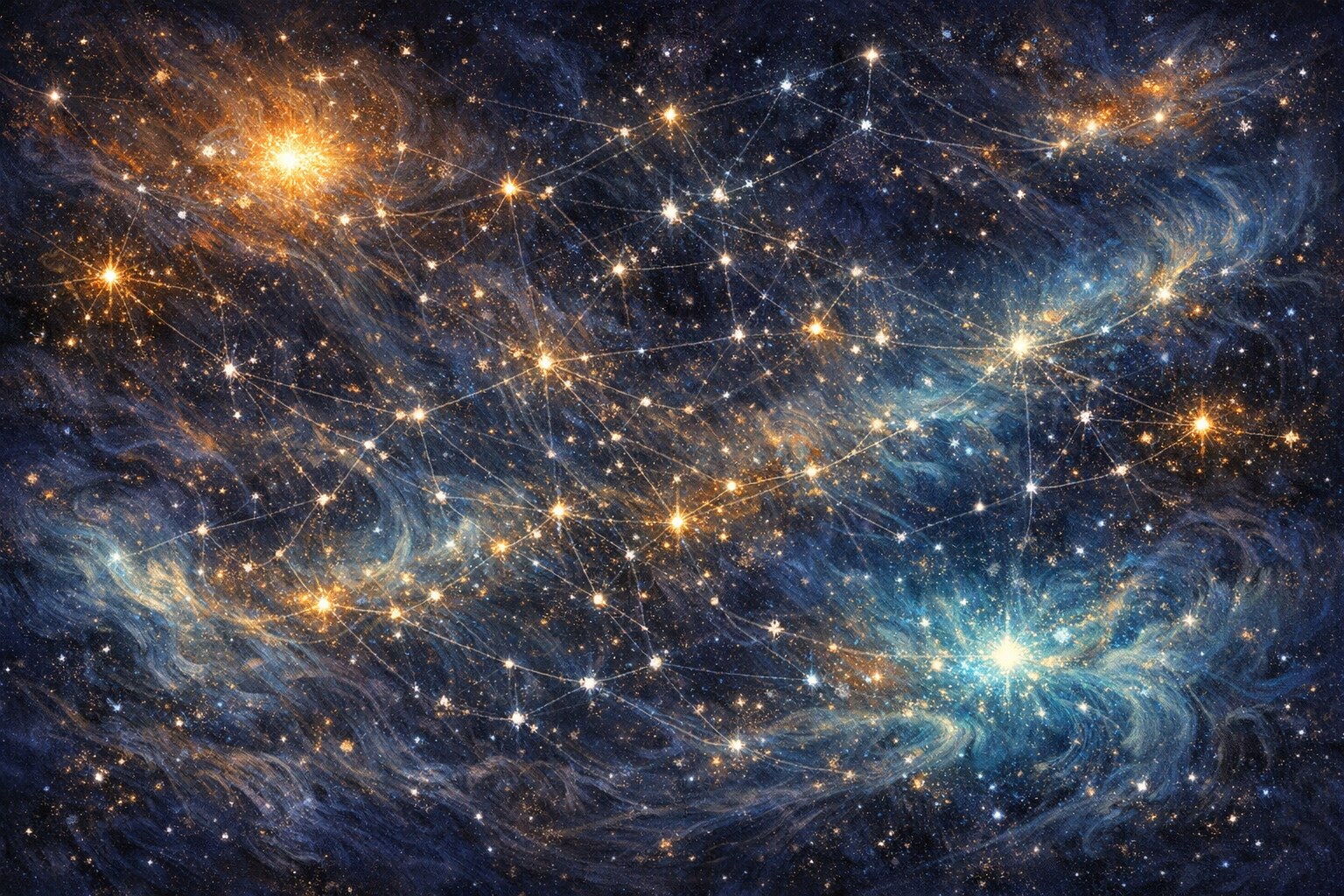 Abstract star field suggesting a structured neural cosmos