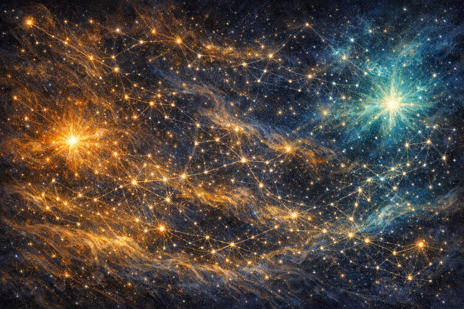 Abstract star field suggesting a structured neural cosmos