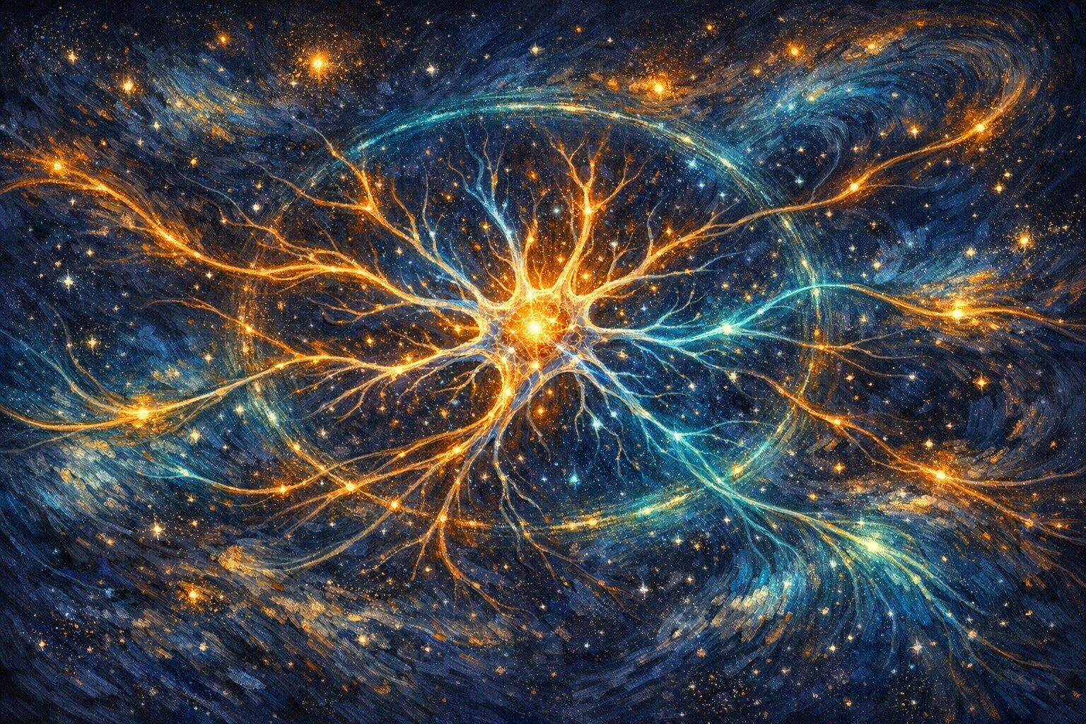 QuickThought product visual in the Kosmos starfield style