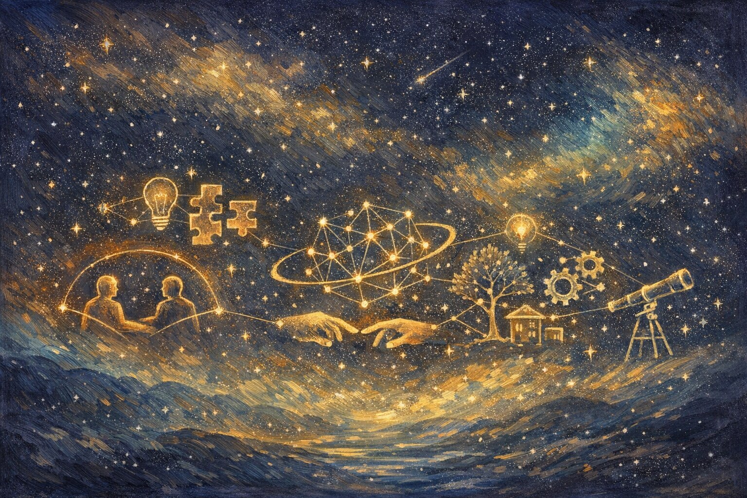 Kosmos team constellation Abstract star field suggesting people working in sync